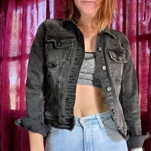 Zara black cropped jean jacket